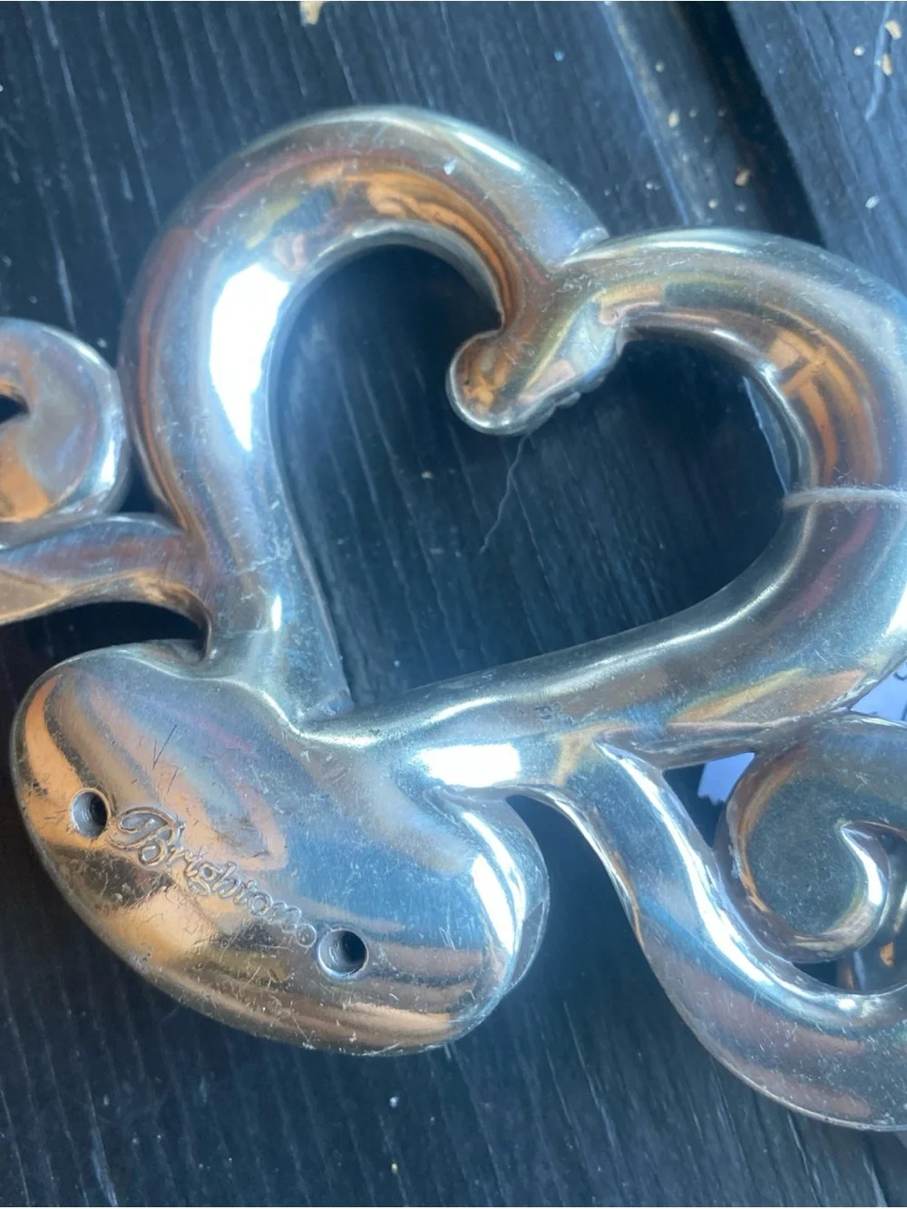 Brighton Silver Heart Scroll tray handles